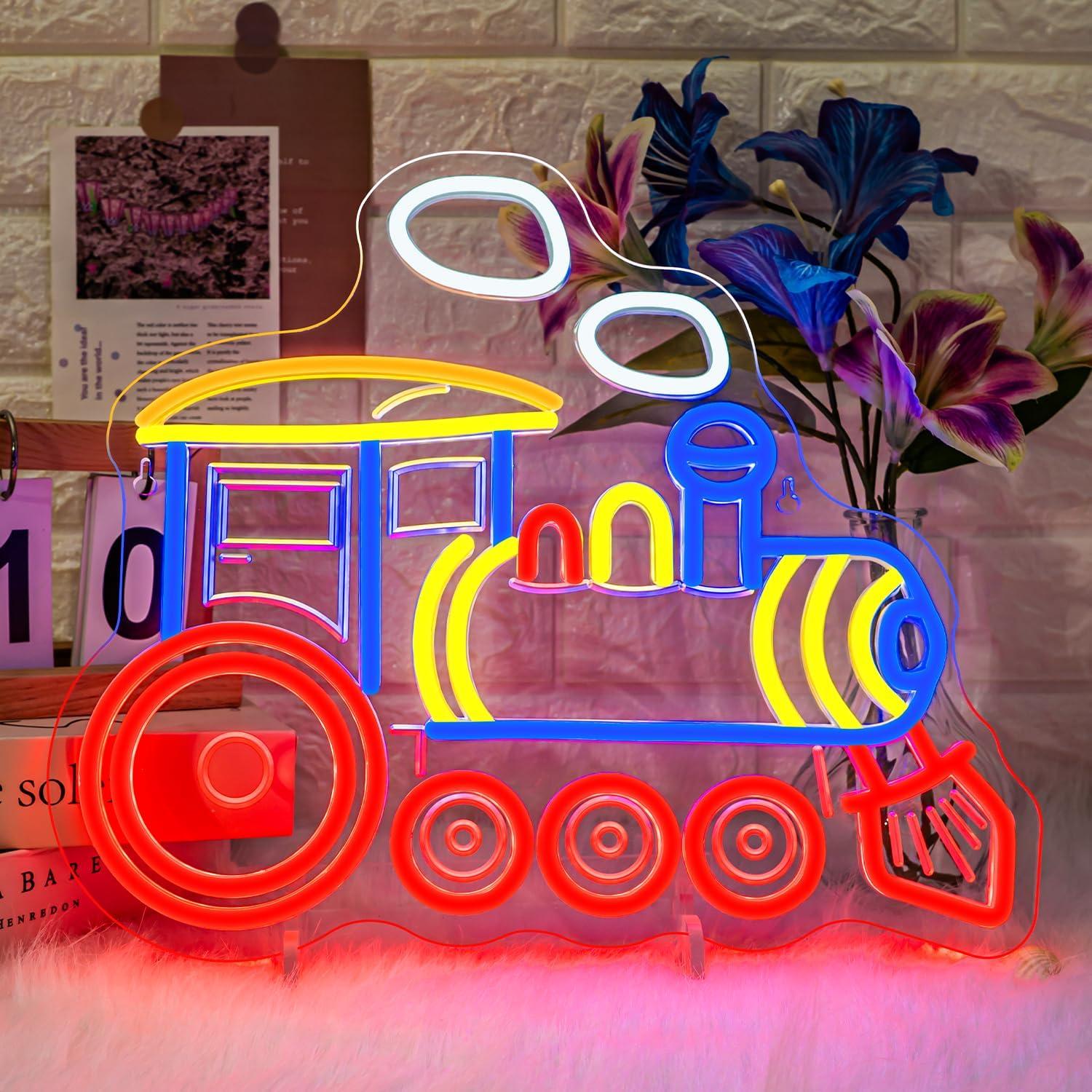 Party Games Shop - Enseigne néon LED Locomotive pour Décoration
